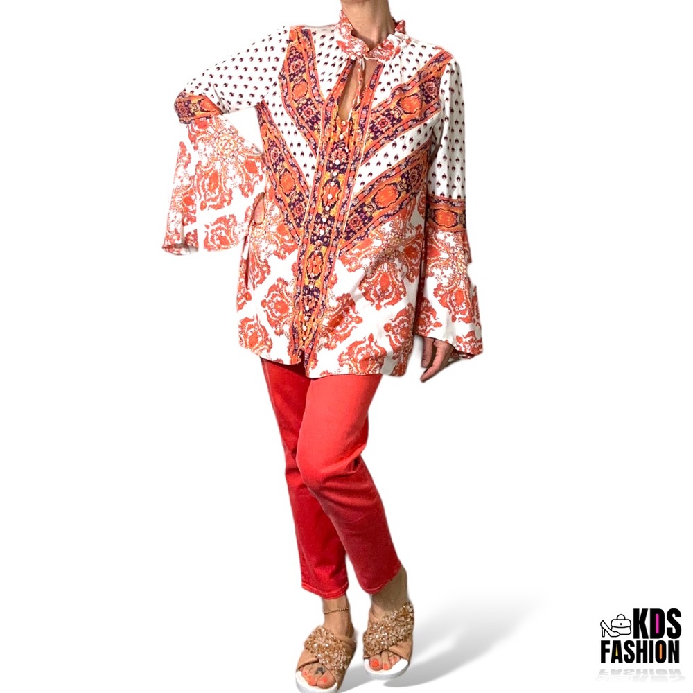 Free People Magic Mystery Bell Sleeve Tunic Top SM